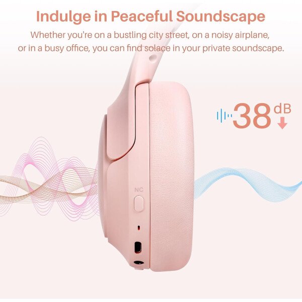 TOZO HT2 Auriculares híbridos con cancelación activa de ruido, auriculares inalámbricos Bluetooth sobre la oreja, tiempo de reproducción de 60 horas, ecualizador personalizado de audio de alta - Imagen 11