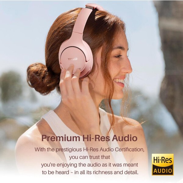 TOZO HT2 Auriculares híbridos con cancelación activa de ruido, auriculares inalámbricos Bluetooth sobre la oreja, tiempo de reproducción de 60 horas, ecualizador personalizado de audio de alta - Imagen 12