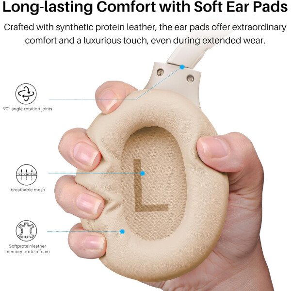 TOZO HT2 Auriculares híbridos con cancelación activa de ruido, auriculares inalámbricos Bluetooth sobre la oreja, tiempo de reproducción de 60 horas, ecualizador personalizado de audio de alta - Imagen 24