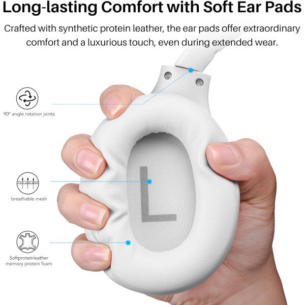 TOZO HT2 Auriculares híbridos con cancelación activa de ruido, auriculares inalámbricos Bluetooth sobre la oreja, tiempo de reproducción de 60 horas, ecualizador personalizado de audio de alta - Imagen 32