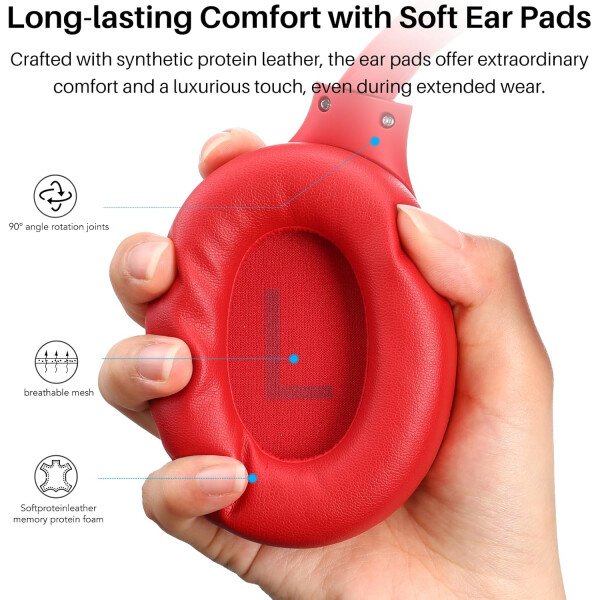 TOZO HT2 Auriculares híbridos con cancelación activa de ruido, auriculares inalámbricos Bluetooth sobre la oreja, tiempo de reproducción de 60 horas, ecualizador personalizado de audio de alta - Imagen 41