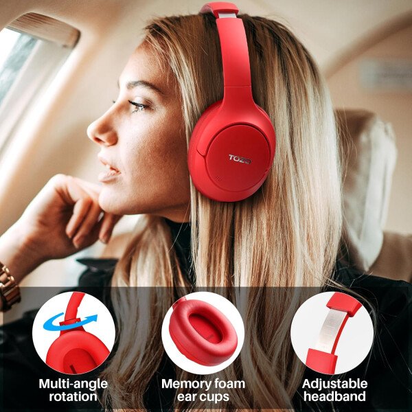 TOZO HT2 Auriculares híbridos con cancelación activa de ruido, auriculares inalámbricos Bluetooth sobre la oreja, tiempo de reproducción de 60 horas, ecualizador personalizado de audio de alta - Imagen 42