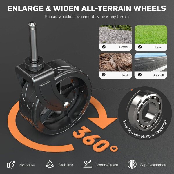 LUBBYGIM Carro plegable con gran capacidad, carrito utilitario resistente, plegable, carrito de jardín portátil para playa, camping, compras, deportes (negro, 1 año de garantía) - Image 13