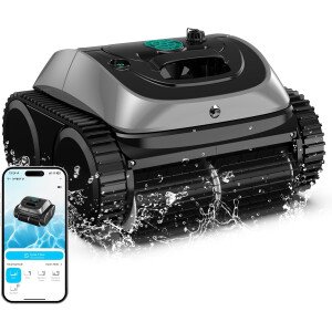 WYBOT OS7010C - Aspiradora robot de piscina C1, limpiador de piscina inalámbrico 4 en 1, 180 minutos hasta 1,614 pies cuadrados, soporte de aplicación inteligente, limpieza automática de paredes y