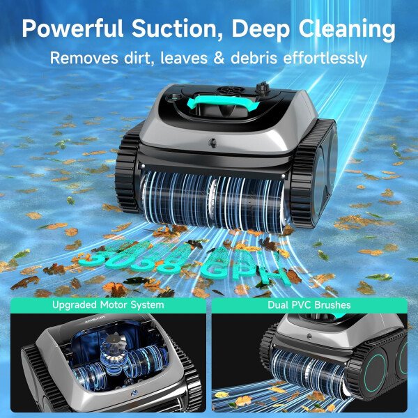 WYBOT OS7010C - Aspiradora robot de piscina C1, limpiador de piscina inalámbrico 4 en 1, 180 minutos hasta 1,614 pies cuadrados, soporte de aplicación inteligente, limpieza automática de paredes y - Image 10