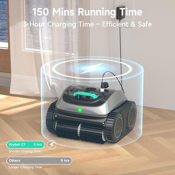 WYBOT OS7010C - Aspiradora robot de piscina C1, limpiador de piscina inalámbrico 4 en 1, 180 minutos hasta 1,614 pies cuadrados, soporte de aplicación inteligente, limpieza automática de paredes y - Image 16
