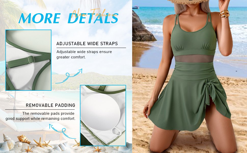 4 vestidos de natación para mujer, control de abdomen, traje de baño de talla grande para mujer