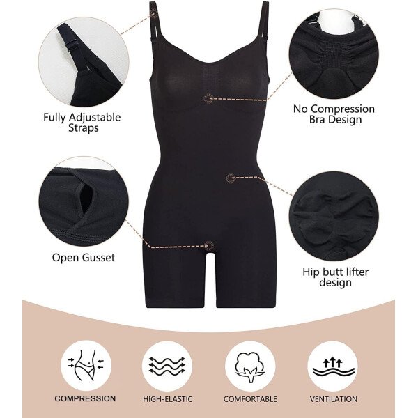 SHAPERX - Body tipo faja moldeadora para mujer, con control de abdomen, sin costuras, para moldear la cintura, compresión del cuerpo - Image 3