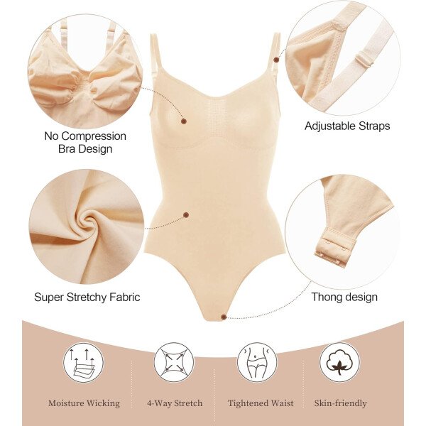 SHAPERX - Body tipo faja moldeadora para mujer, con control de abdomen, sin costuras, para moldear la cintura, compresión del cuerpo - Image 9