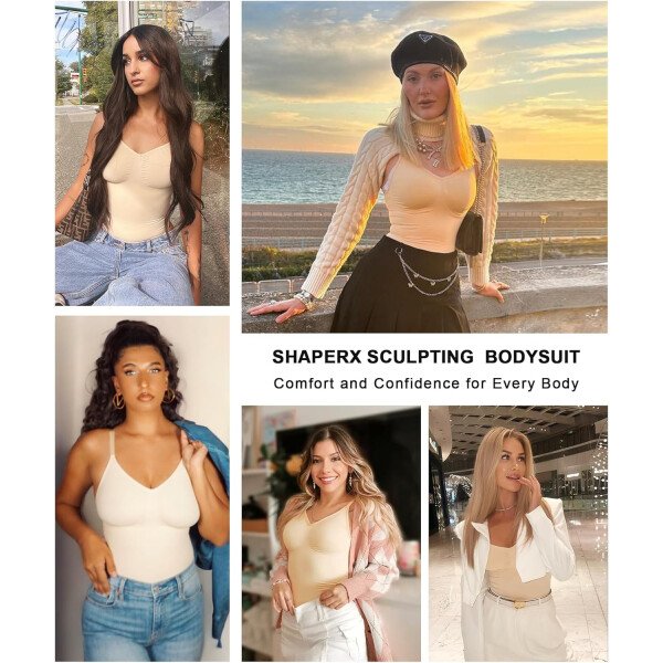 SHAPERX - Body tipo faja moldeadora para mujer, con control de abdomen, sin costuras, para moldear la cintura, compresión del cuerpo - Image 10