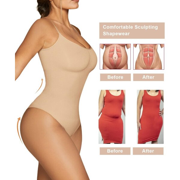 SHAPERX - Body tipo faja moldeadora para mujer, con control de abdomen, sin costuras, para moldear la cintura, compresión del cuerpo - Image 12