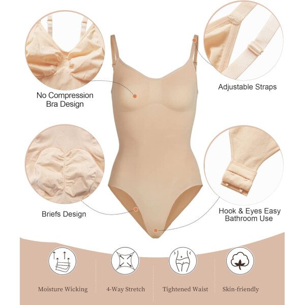 SHAPERX - Body tipo faja moldeadora para mujer, con control de abdomen, sin costuras, para moldear la cintura, compresión del cuerpo - Image 16