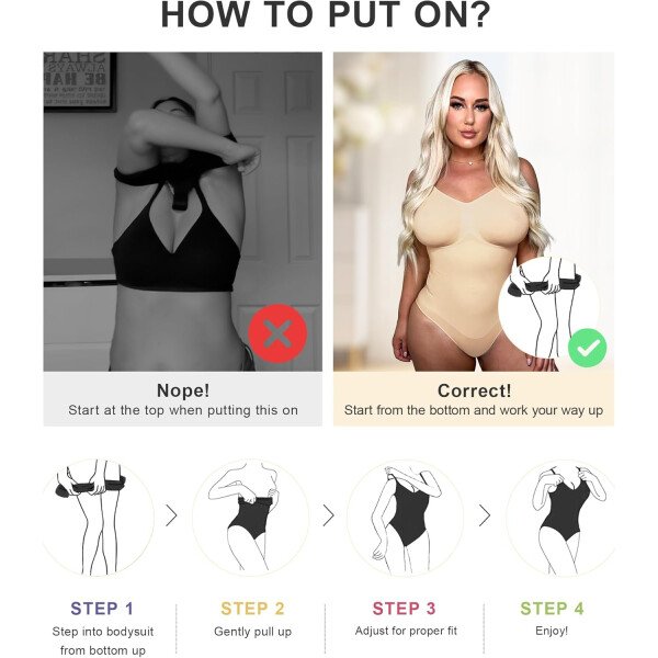 SHAPERX - Body tipo faja moldeadora para mujer, con control de abdomen, sin costuras, para moldear la cintura, compresión del cuerpo - Image 17
