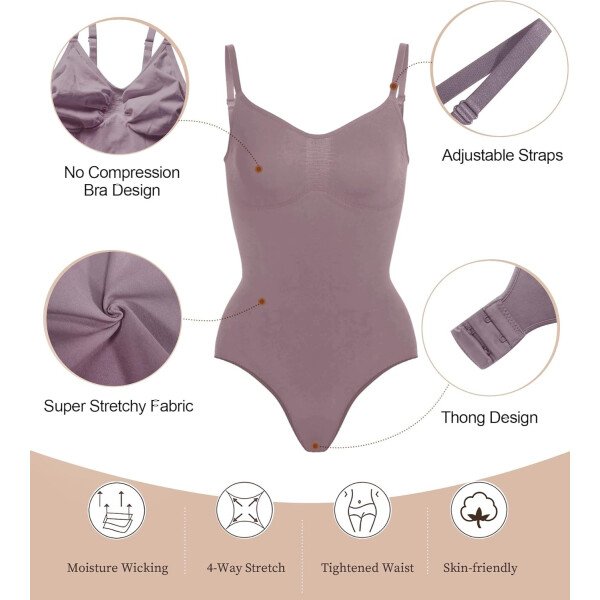 SHAPERX - Body tipo faja moldeadora para mujer, con control de abdomen, sin costuras, para moldear la cintura, compresión del cuerpo - Image 32