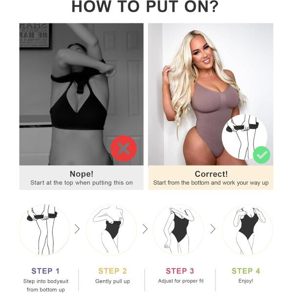 SHAPERX - Body tipo faja moldeadora para mujer, con control de abdomen, sin costuras, para moldear la cintura, compresión del cuerpo - Image 34