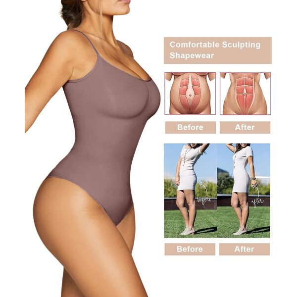 SHAPERX - Body tipo faja moldeadora para mujer, con control de abdomen, sin costuras, para moldear la cintura, compresión del cuerpo - Image 35