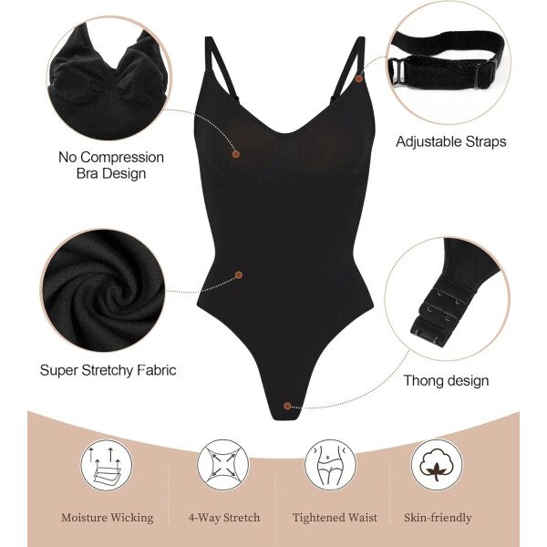SHAPERX - Body tipo faja moldeadora para mujer, con control de abdomen, sin costuras, para moldear la cintura, compresión del cuerpo - Image 45