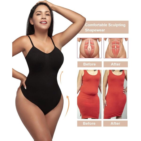 SHAPERX - Body tipo faja moldeadora para mujer, con control de abdomen, sin costuras, para moldear la cintura, compresión del cuerpo - Image 47