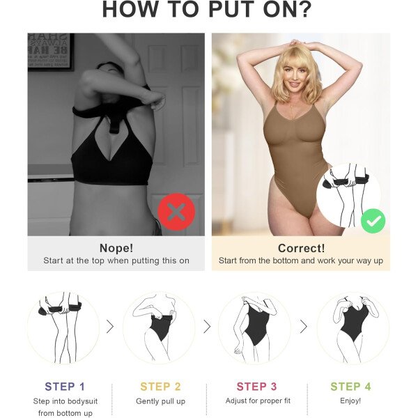 SHAPERX - Body tipo faja moldeadora para mujer, con control de abdomen, sin costuras, para moldear la cintura, compresión del cuerpo - Image 57