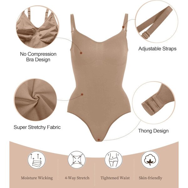 SHAPERX - Body tipo faja moldeadora para mujer, con control de abdomen, sin costuras, para moldear la cintura, compresión del cuerpo - Image 60