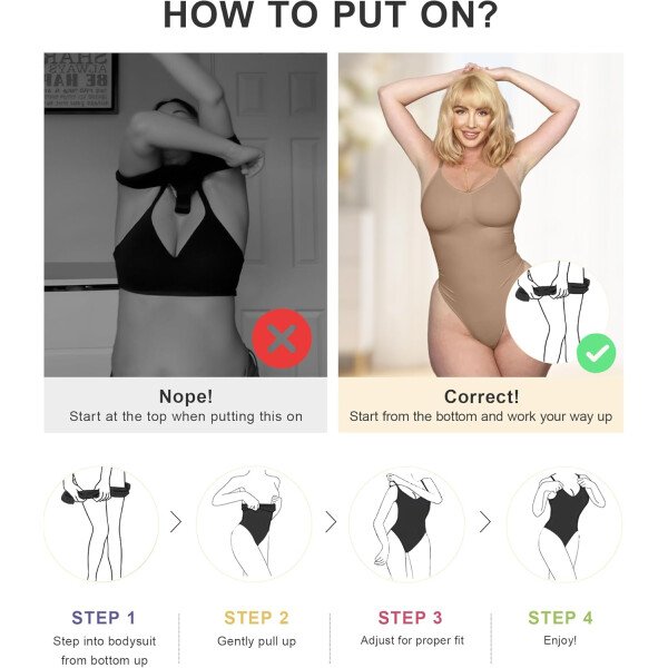SHAPERX - Body tipo faja moldeadora para mujer, con control de abdomen, sin costuras, para moldear la cintura, compresión del cuerpo - Image 62