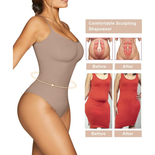SHAPERX - Body tipo faja moldeadora para mujer, con control de abdomen, sin costuras, para moldear la cintura, compresión del cuerpo - Image 63