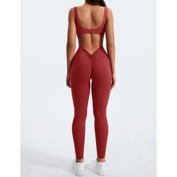 YEOREO Overol sin mangas para mujer, sexy, sin espalda, para gimnasio, bodycon, Lizvette, espalda en V, fruncido, overol - Image 2