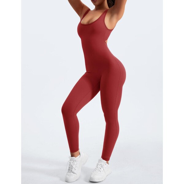 YEOREO Overol sin mangas para mujer, sexy, sin espalda, para gimnasio, bodycon, Lizvette, espalda en V, fruncido, overol - Image 3