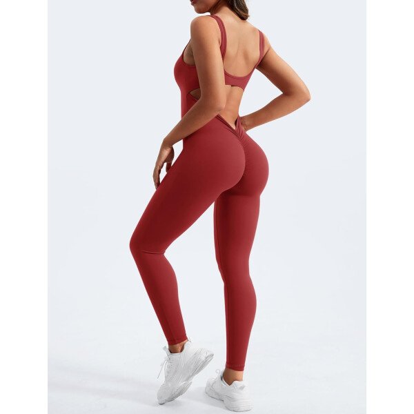 YEOREO Overol sin mangas para mujer, sexy, sin espalda, para gimnasio, bodycon, Lizvette, espalda en V, fruncido, overol - Image 4