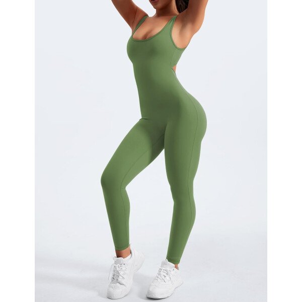 YEOREO Overol sin mangas para mujer, sexy, sin espalda, para gimnasio, bodycon, Lizvette, espalda en V, fruncido, overol - Image 8