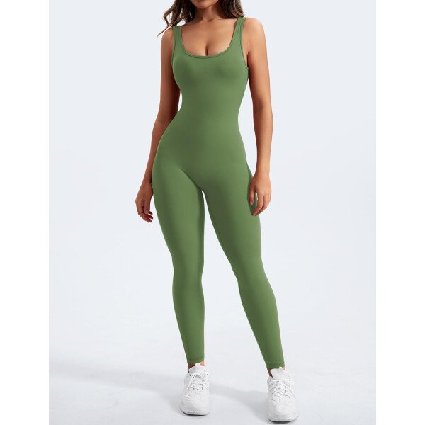 YEOREO Overol sin mangas para mujer, sexy, sin espalda, para gimnasio, bodycon, Lizvette, espalda en V, fruncido, overol - Image 10