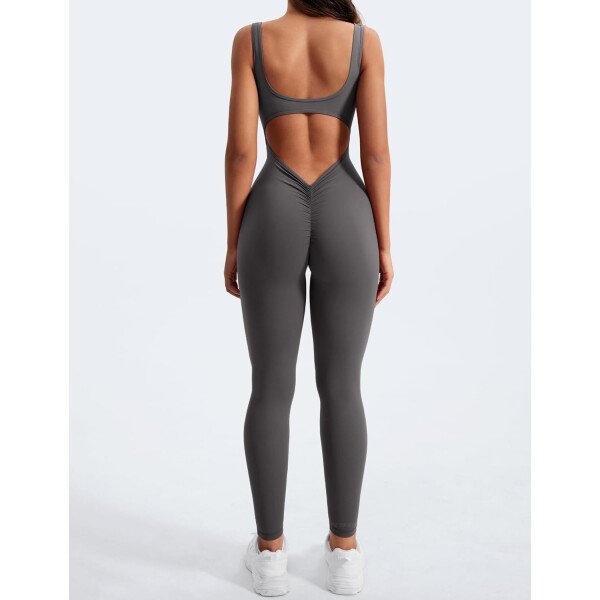 YEOREO Overol sin mangas para mujer, sexy, sin espalda, para gimnasio, bodycon, Lizvette, espalda en V, fruncido, overol - Image 12