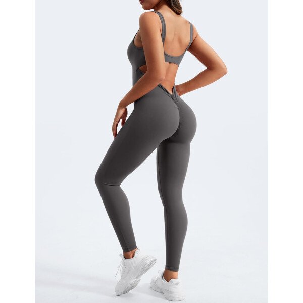 YEOREO Overol sin mangas para mujer, sexy, sin espalda, para gimnasio, bodycon, Lizvette, espalda en V, fruncido, overol - Image 14