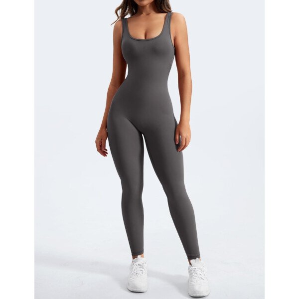 YEOREO Overol sin mangas para mujer, sexy, sin espalda, para gimnasio, bodycon, Lizvette, espalda en V, fruncido, overol - Image 15