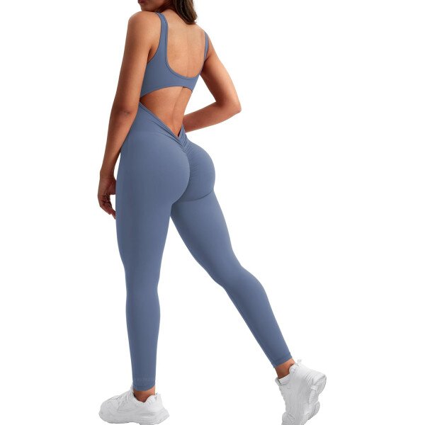 YEOREO Overol sin mangas para mujer, sexy, sin espalda, para gimnasio, bodycon, Lizvette, espalda en V, fruncido, overol - Image 16