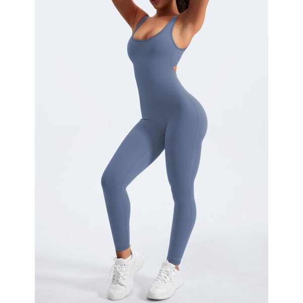 YEOREO Overol sin mangas para mujer, sexy, sin espalda, para gimnasio, bodycon, Lizvette, espalda en V, fruncido, overol - Image 18