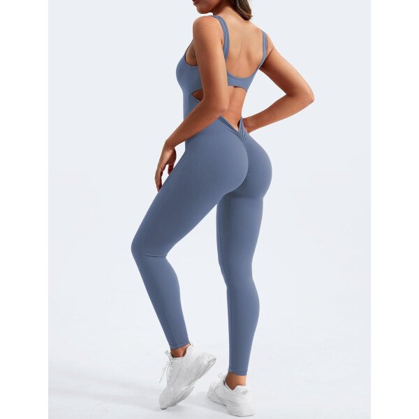 YEOREO Overol sin mangas para mujer, sexy, sin espalda, para gimnasio, bodycon, Lizvette, espalda en V, fruncido, overol - Image 19