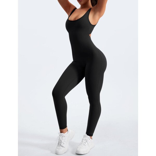 YEOREO Overol sin mangas para mujer, sexy, sin espalda, para gimnasio, bodycon, Lizvette, espalda en V, fruncido, overol - Image 22