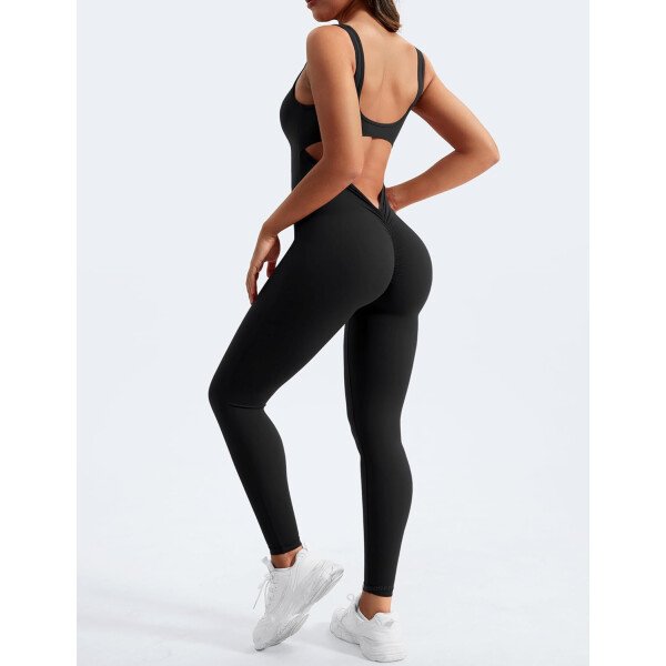 YEOREO Overol sin mangas para mujer, sexy, sin espalda, para gimnasio, bodycon, Lizvette, espalda en V, fruncido, overol - Image 24