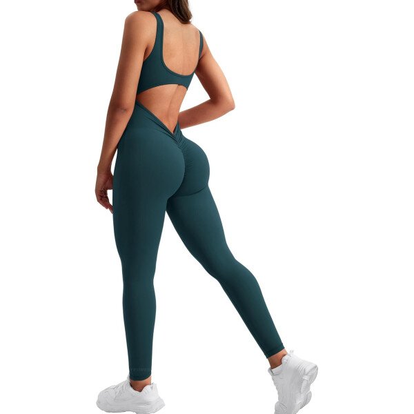 YEOREO Overol sin mangas para mujer, sexy, sin espalda, para gimnasio, bodycon, Lizvette, espalda en V, fruncido, overol - Image 26