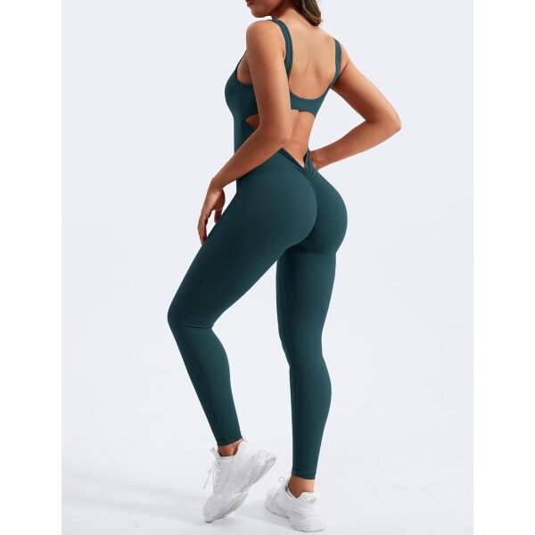 YEOREO Overol sin mangas para mujer, sexy, sin espalda, para gimnasio, bodycon, Lizvette, espalda en V, fruncido, overol - Image 29