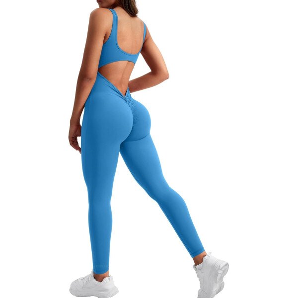 YEOREO Overol sin mangas para mujer, sexy, sin espalda, para gimnasio, bodycon, Lizvette, espalda en V, fruncido, overol - Image 31