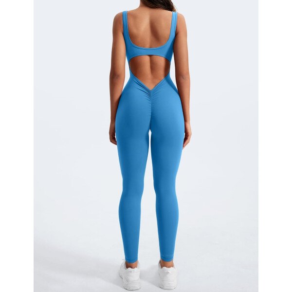 YEOREO Overol sin mangas para mujer, sexy, sin espalda, para gimnasio, bodycon, Lizvette, espalda en V, fruncido, overol - Image 32