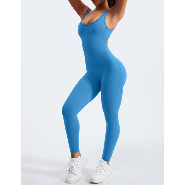 YEOREO Overol sin mangas para mujer, sexy, sin espalda, para gimnasio, bodycon, Lizvette, espalda en V, fruncido, overol - Image 33