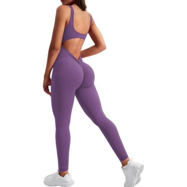 YEOREO Overol sin mangas para mujer, sexy, sin espalda, para gimnasio, bodycon, Lizvette, espalda en V, fruncido, overol - Image 36