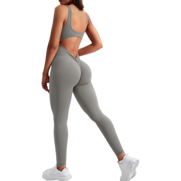 YEOREO Overol sin mangas para mujer, sexy, sin espalda, para gimnasio, bodycon, Lizvette, espalda en V, fruncido, overol - Image 41