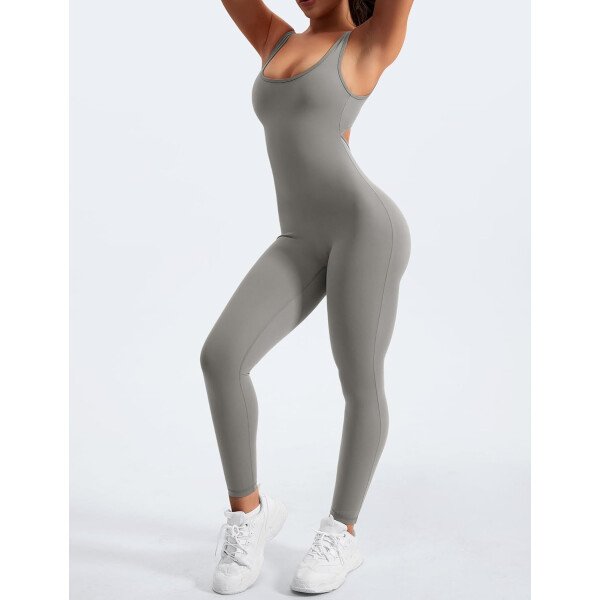 YEOREO Overol sin mangas para mujer, sexy, sin espalda, para gimnasio, bodycon, Lizvette, espalda en V, fruncido, overol - Image 43