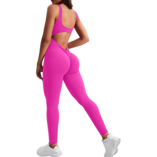 YEOREO Overol sin mangas para mujer, sexy, sin espalda, para gimnasio, bodycon, Lizvette, espalda en V, fruncido, overol - Image 46