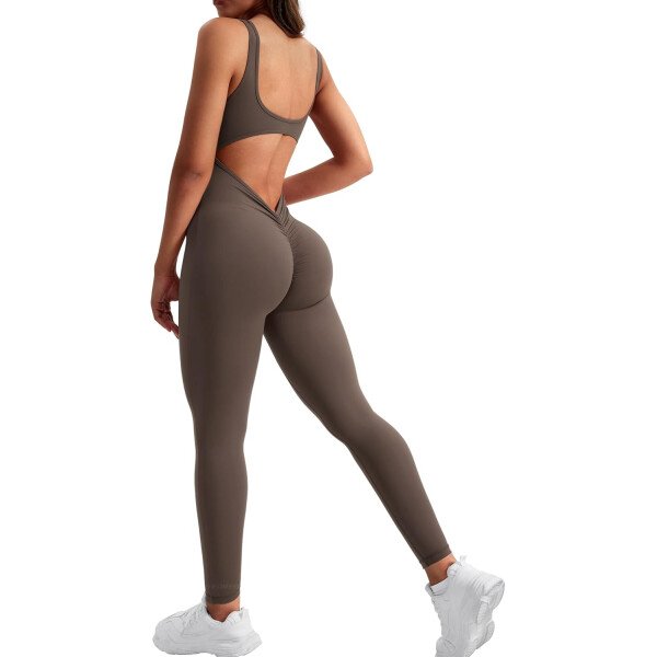 YEOREO Overol sin mangas para mujer, sexy, sin espalda, para gimnasio, bodycon, Lizvette, espalda en V, fruncido, overol - Image 51