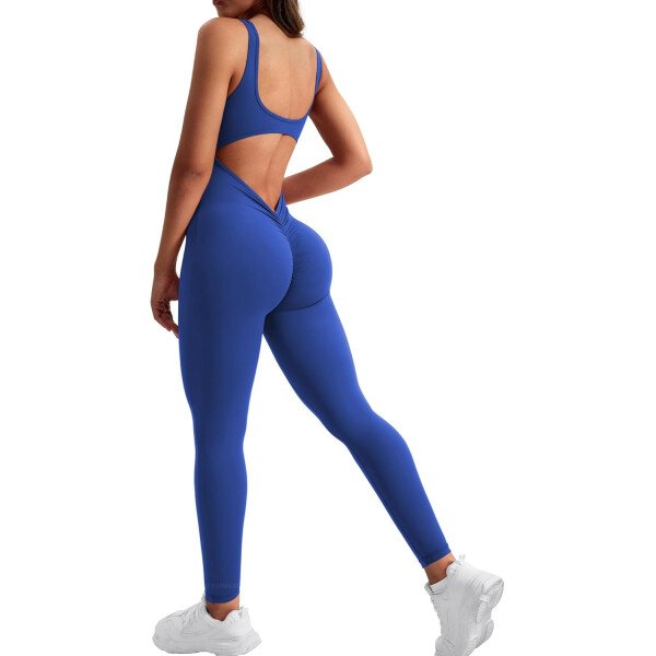 YEOREO Overol sin mangas para mujer, sexy, sin espalda, para gimnasio, bodycon, Lizvette, espalda en V, fruncido, overol - Image 56